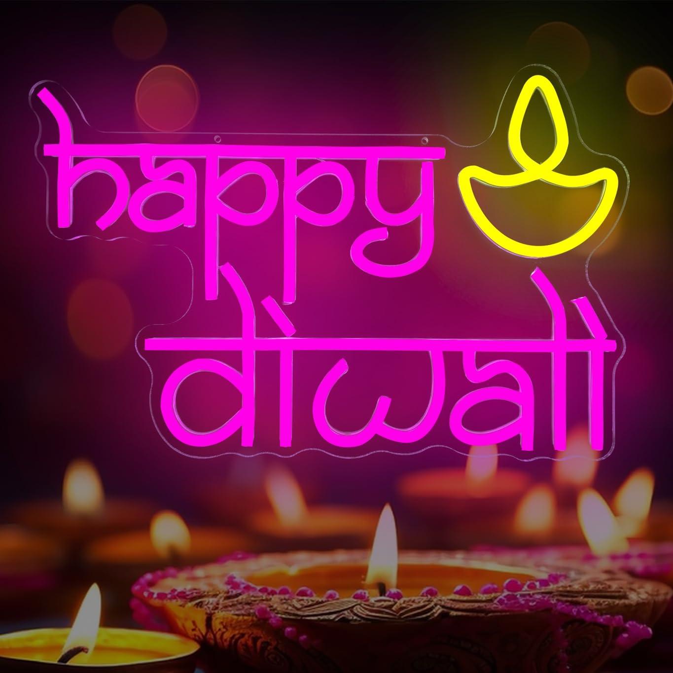 Home Lighting And Decor - Happy Diwali Neon Sign USB Powered