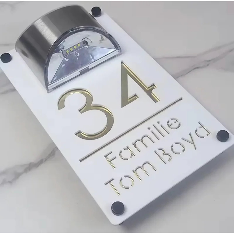Decor Lighting Address - Personalized Solar LED Acrylic House Number