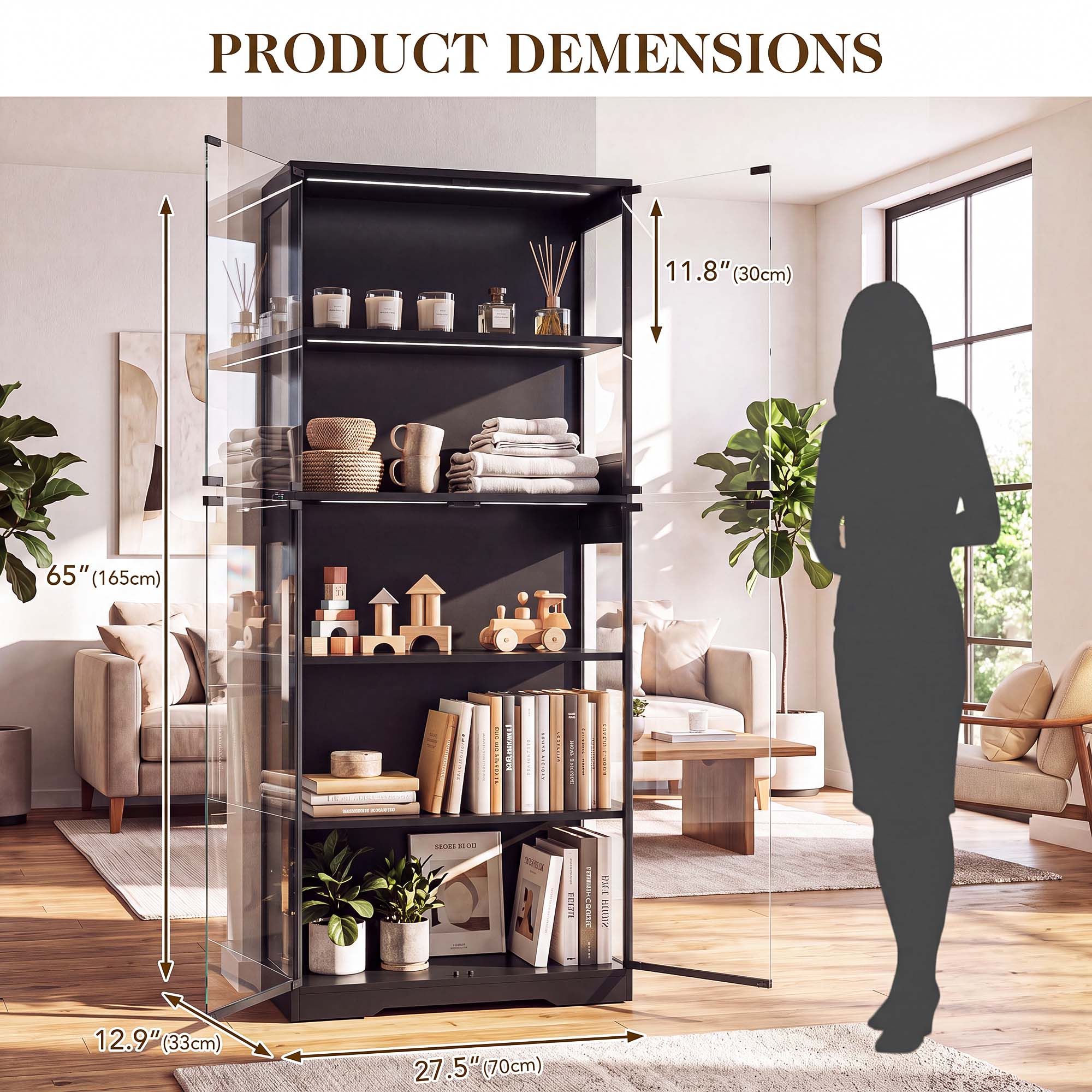 TCGBKAF 5‑Tier Display Cabinet - Home Lighting & Decor St Catharines On 评论和价格