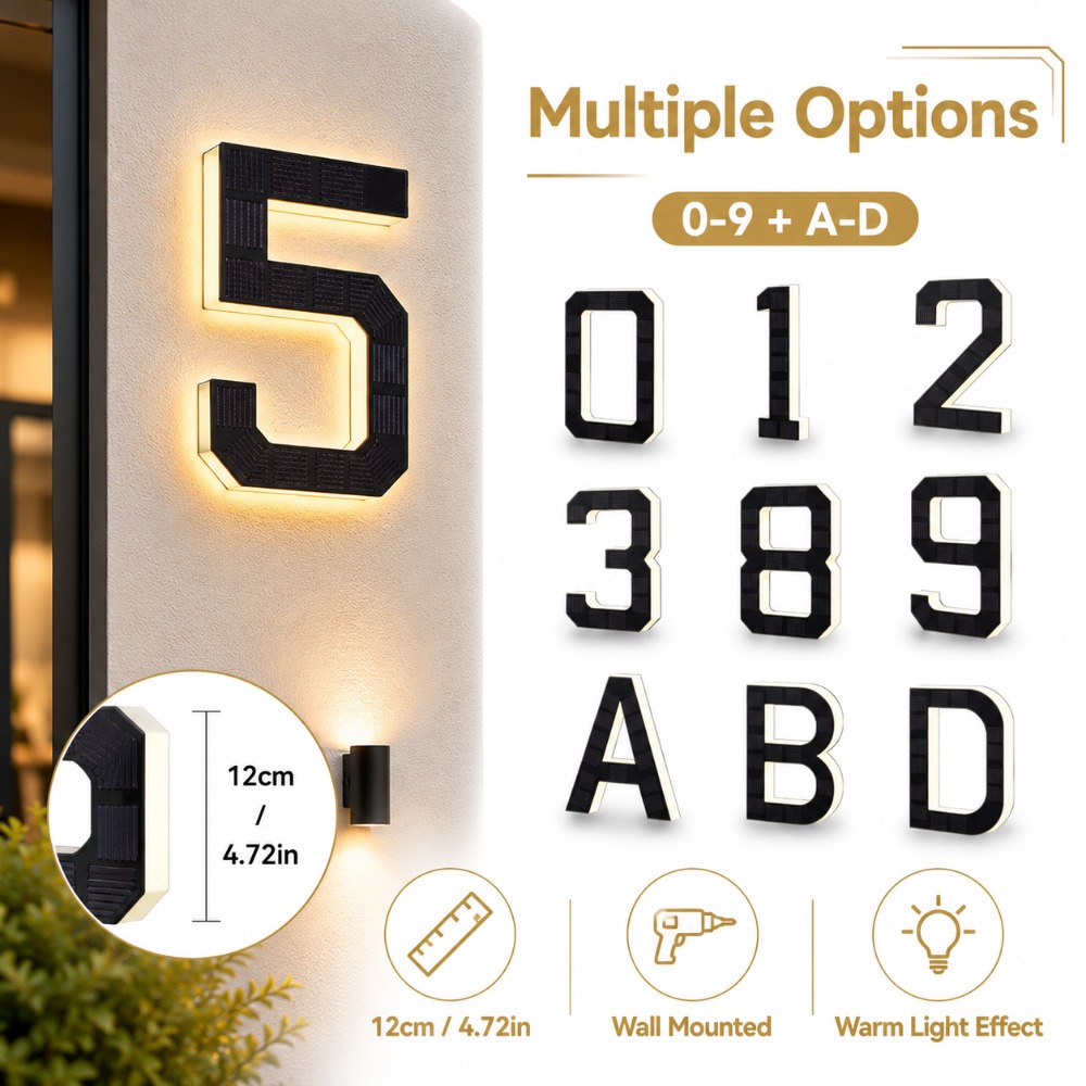 Solar LED House Number Sign Wa - Decor Lighting Address 评论和价格