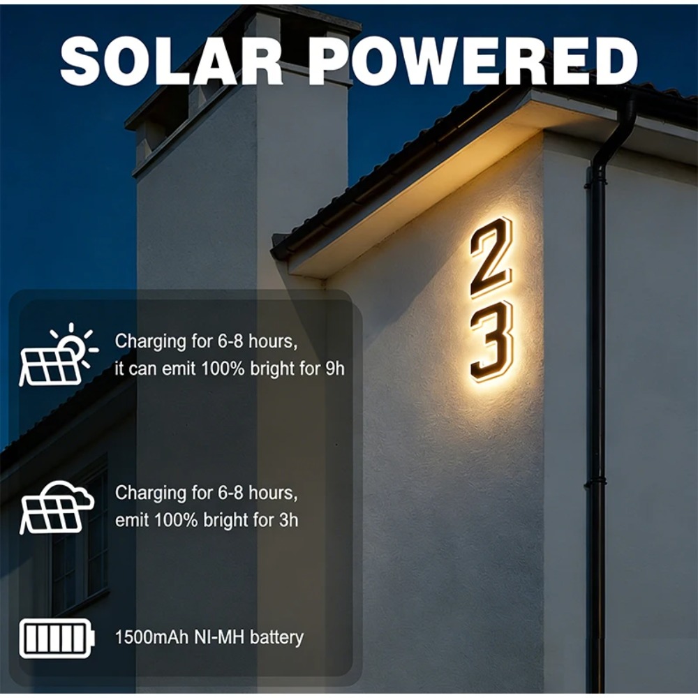 Solar LED House Number Sign Wa - Decor Lighting Address 评论和价格