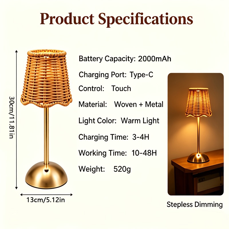 Bohemian Woven Rattan Art Tabl - Home Lighting And Decor 评论和价格