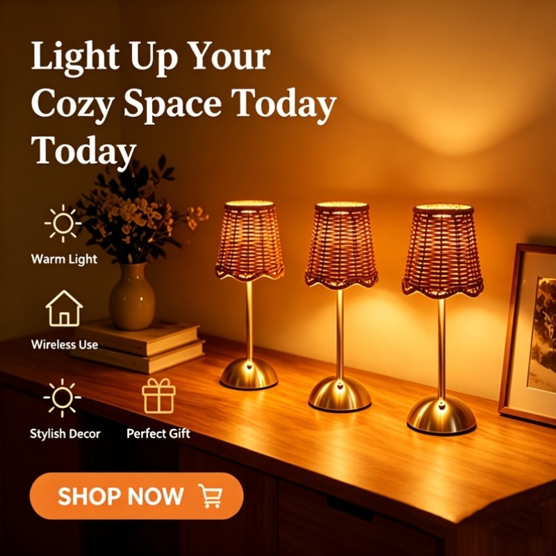 Bohemian Woven Rattan Art Tabl - Home Lighting And Decor 评论和价格