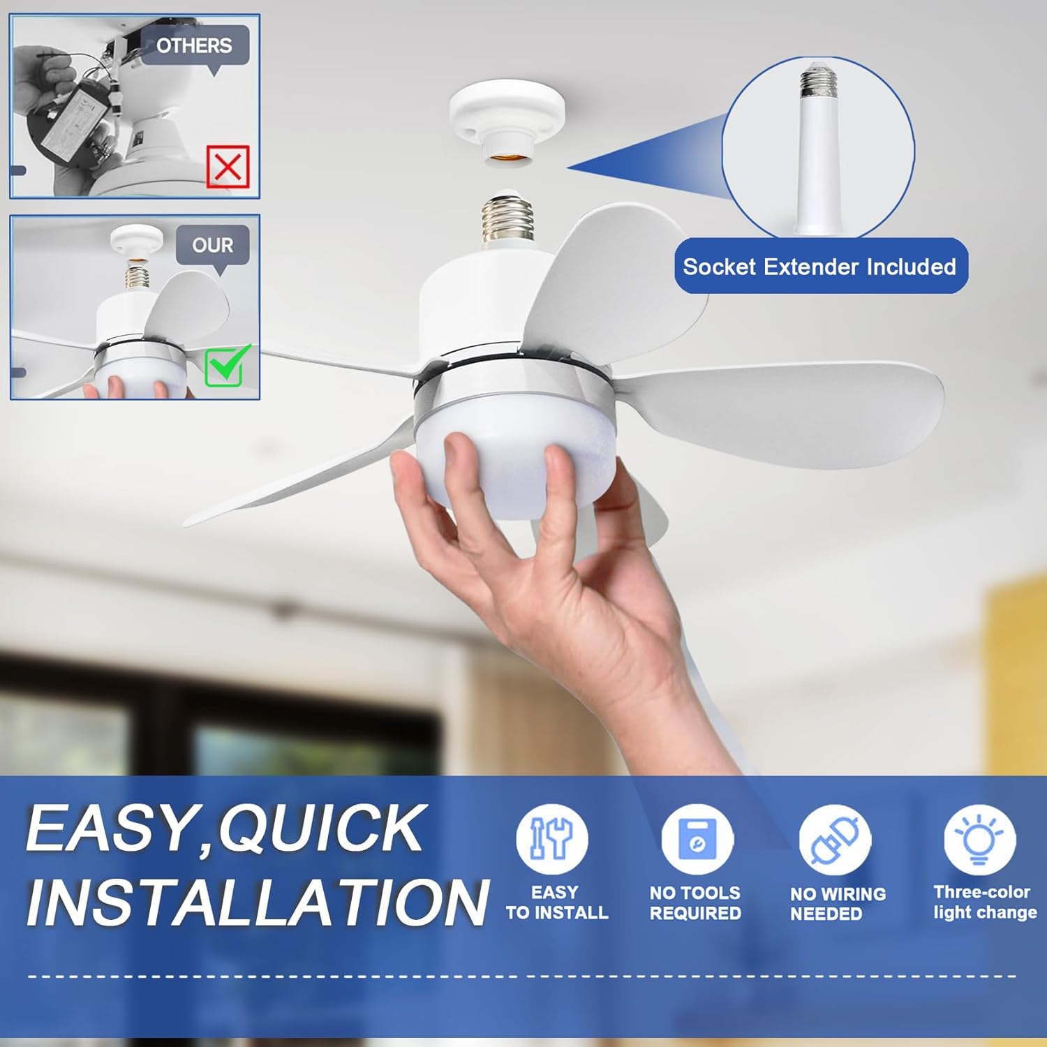 Socket Fan Light with Remote,  - Home Lighting And Decor 评论和价格