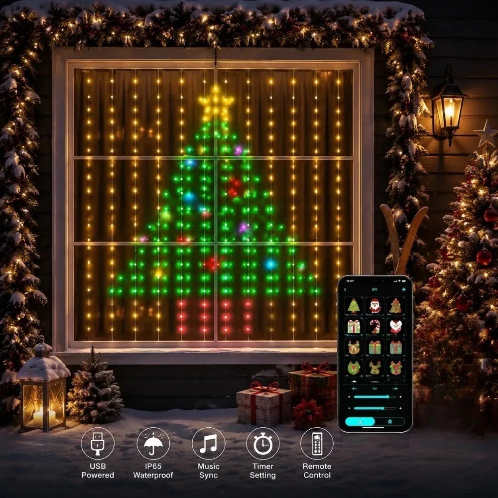 LED Pixel Curtain Lights Bluet - Home Lighting And Decor 评论和价格