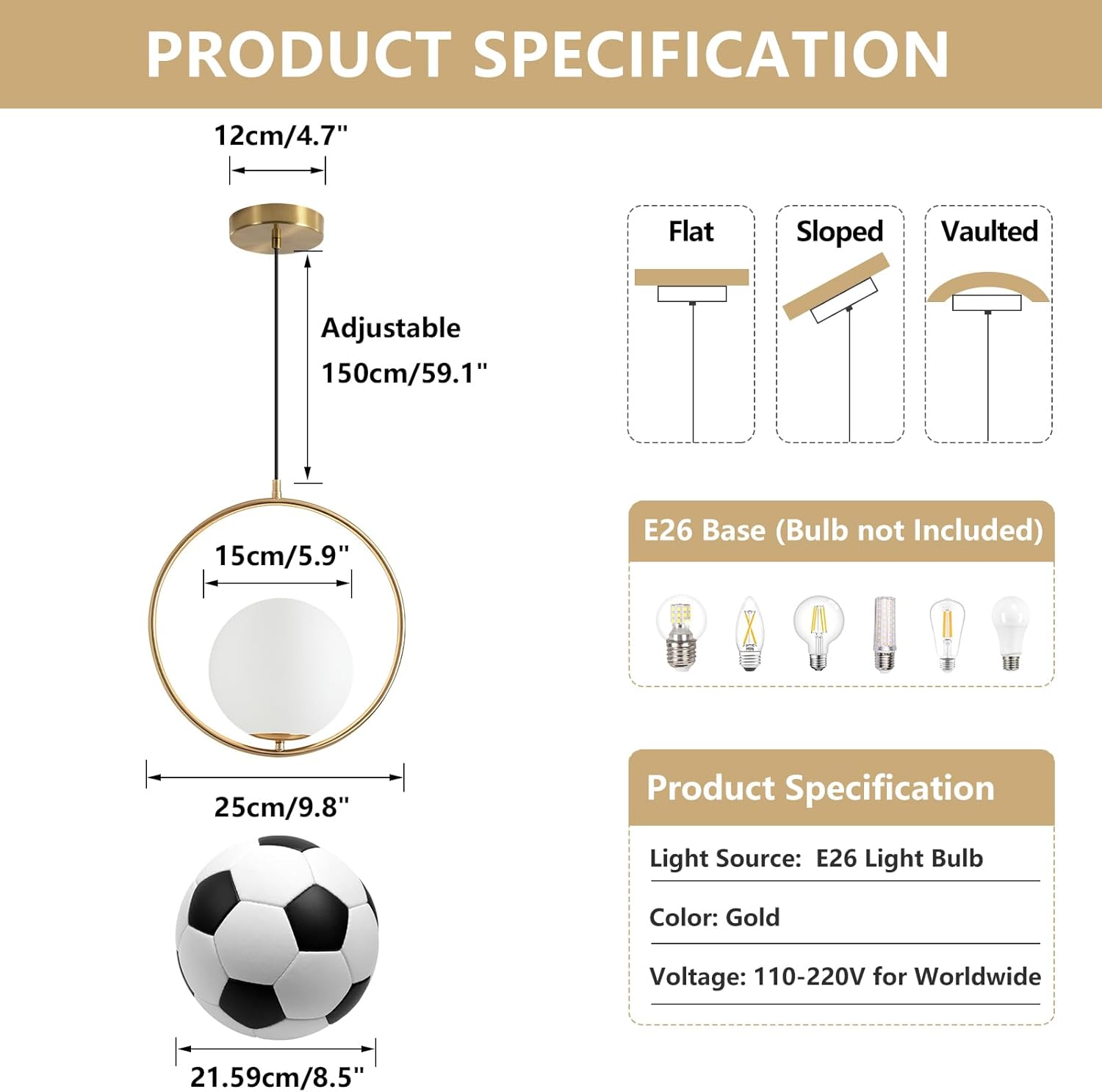 Gold PVC Lampshade Pendant Lig - Lighting Decor Store 评论和价格