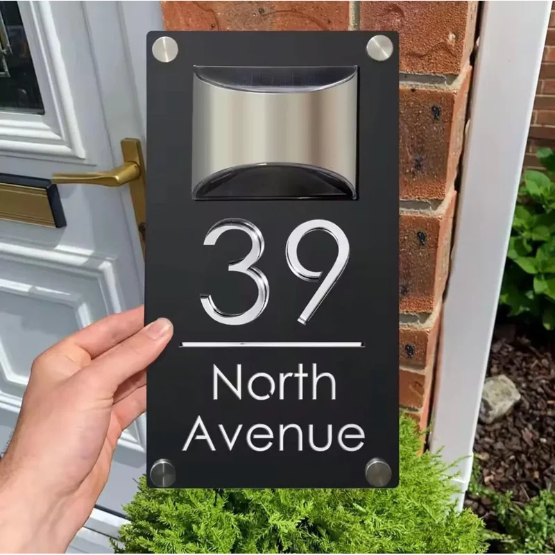Personalized Solar LED Acrylic - Decor Lighting Address 评论和价格