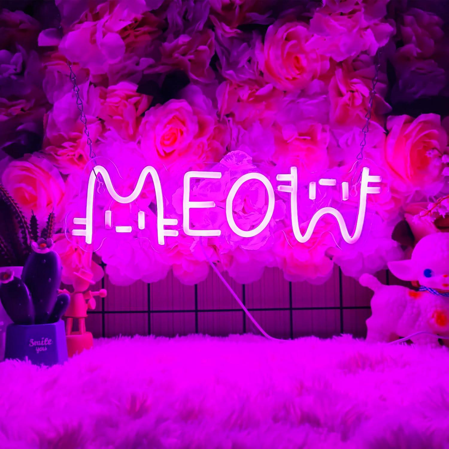 Meow Neon Sign Cat USB Powered - Lighting Decor Store 评论和价格