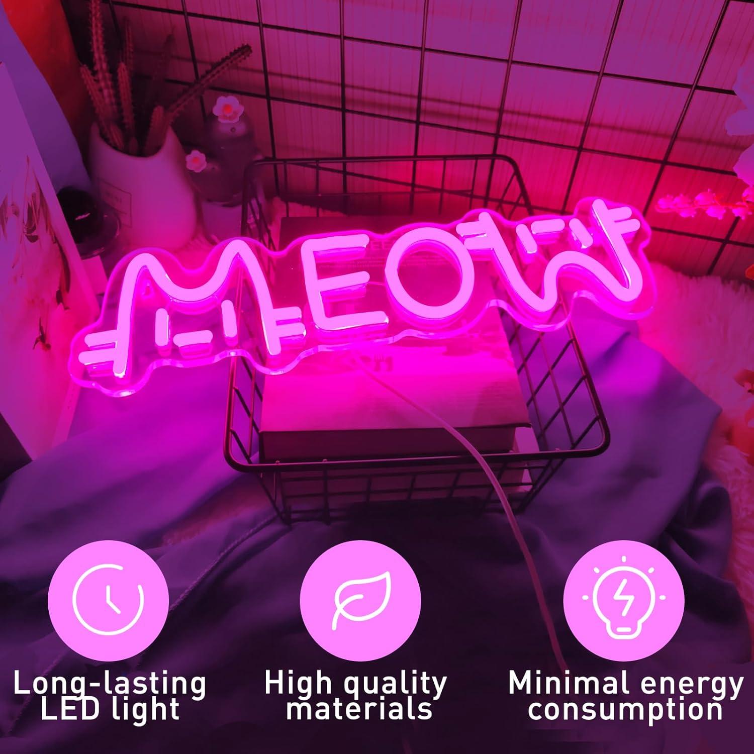 Meow Neon Sign Cat USB Powered - Lighting Decor Store 评论和价格