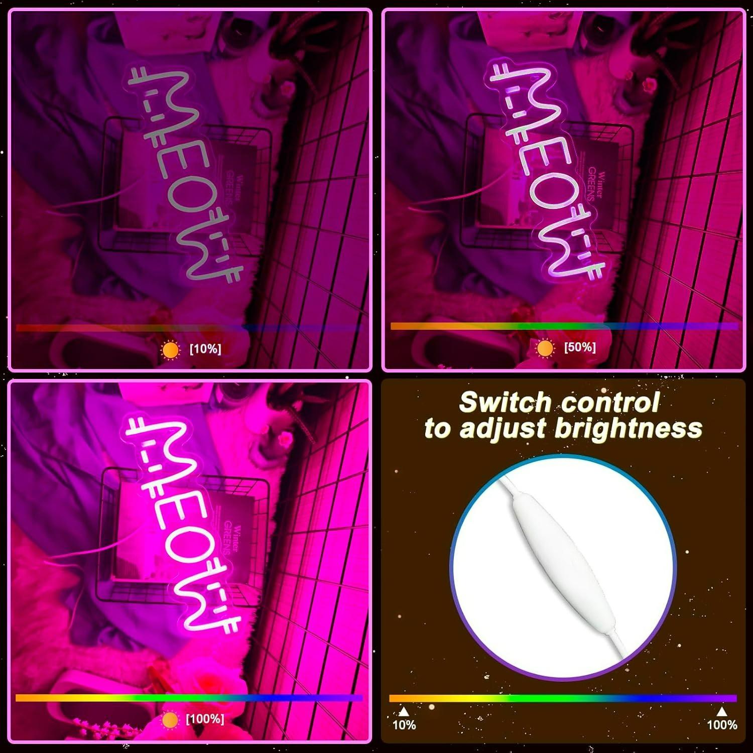 Meow Neon Sign Cat USB Powered - Lighting Decor Store 评论和价格